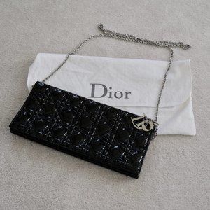 Black patent leather Christian Dior clutch